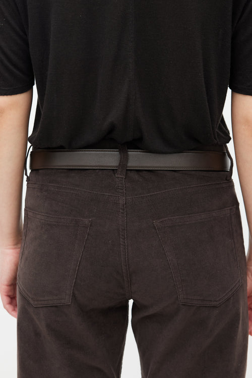 The Row Brown & Gold Leather Belt