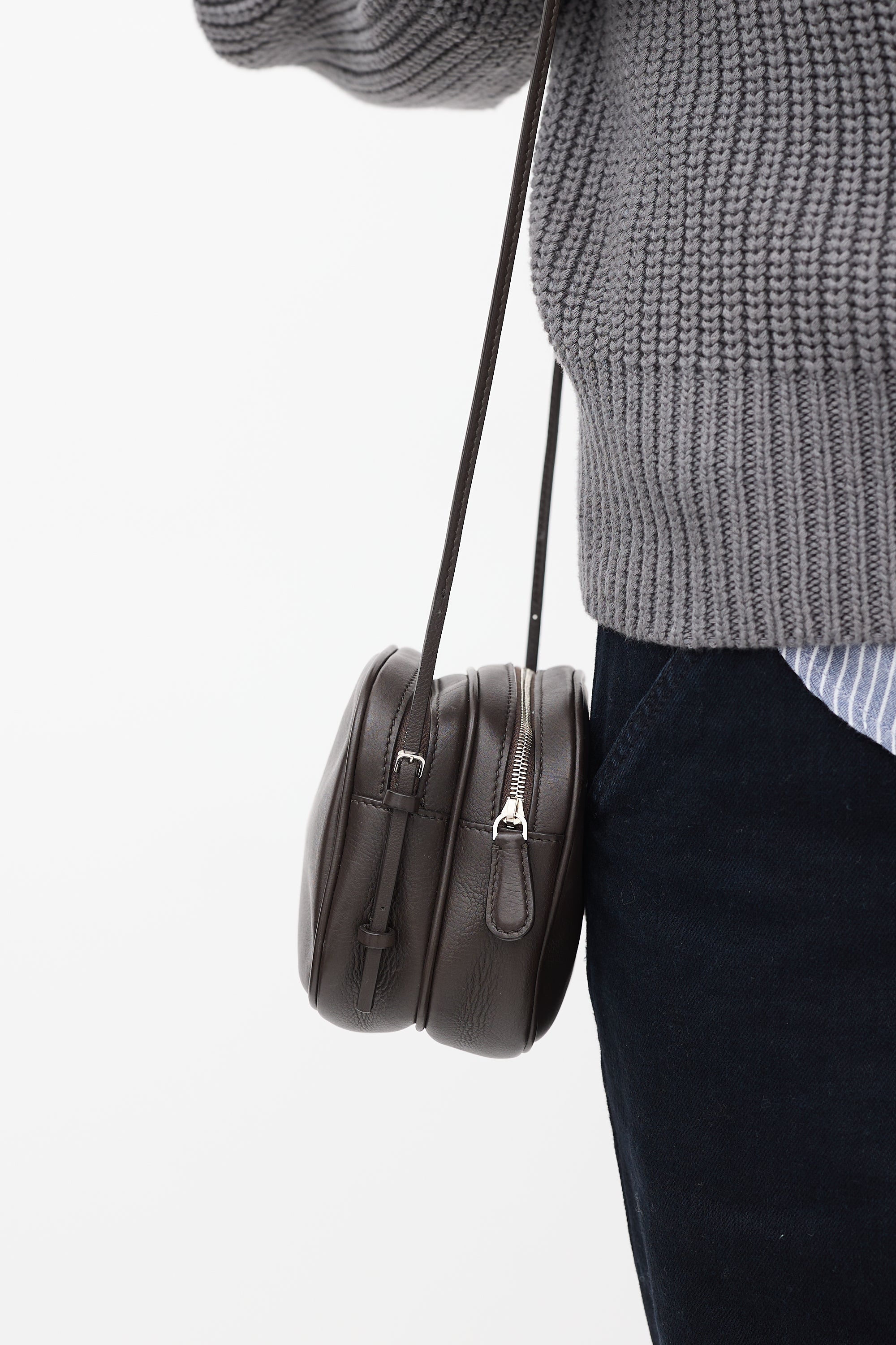 The Row Brown Leather Twin Two Mini Bag