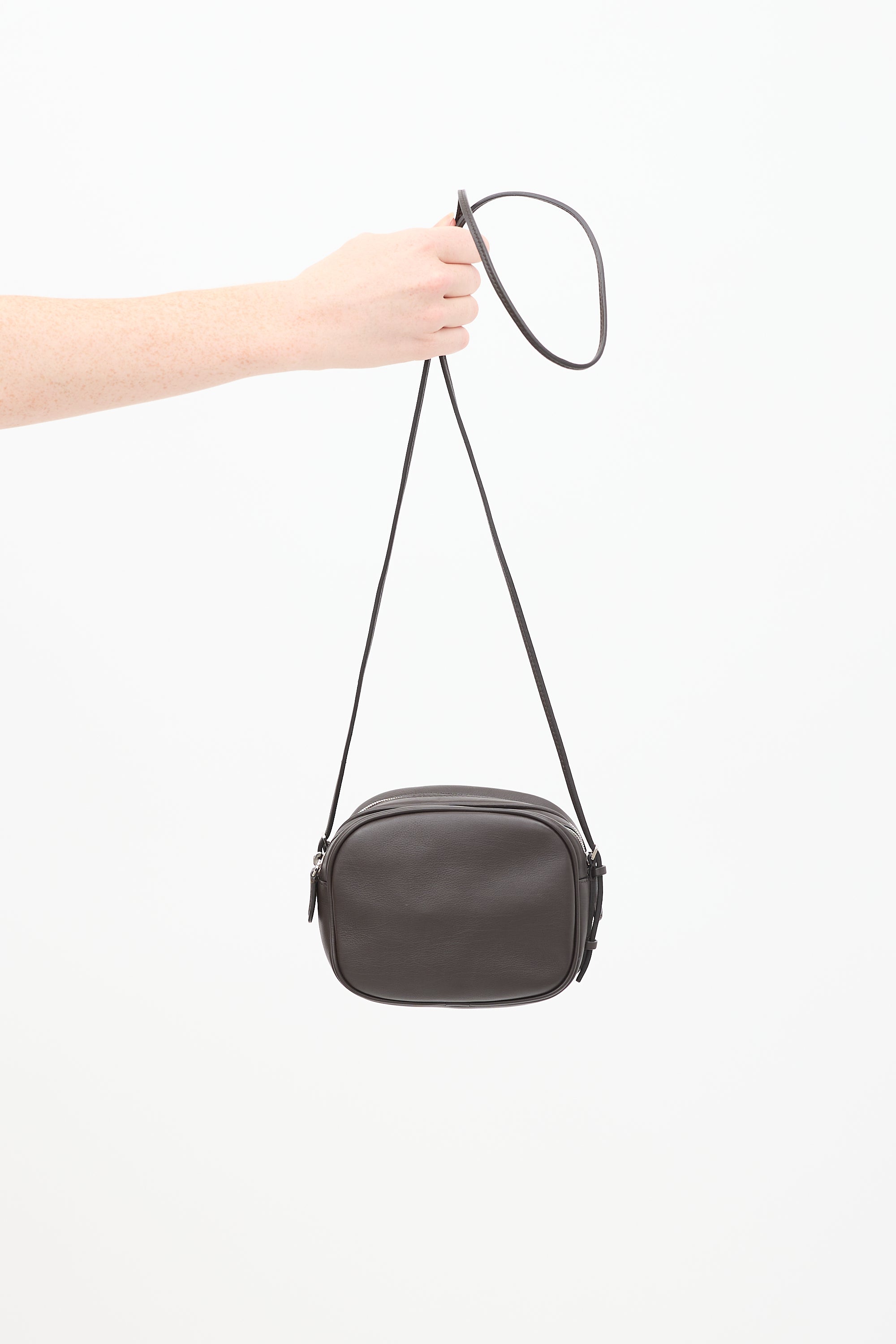 The Row Brown Leather Twin Two Mini Bag