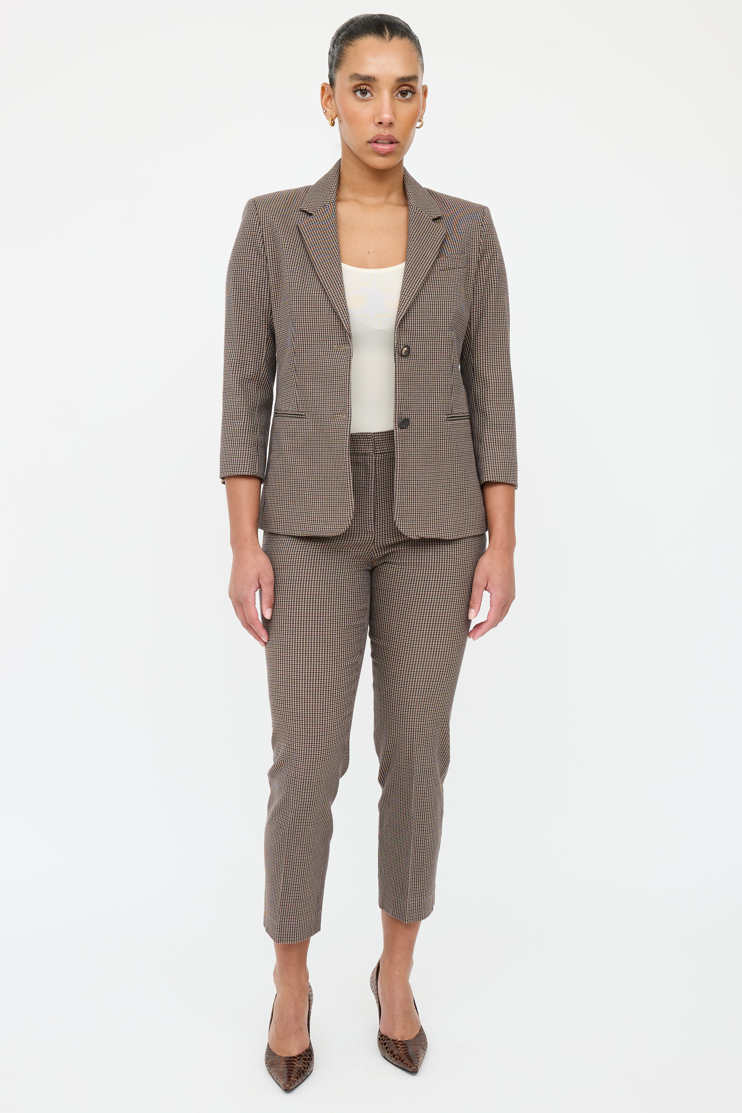 The Row Brown & Black Houndstooth Suit