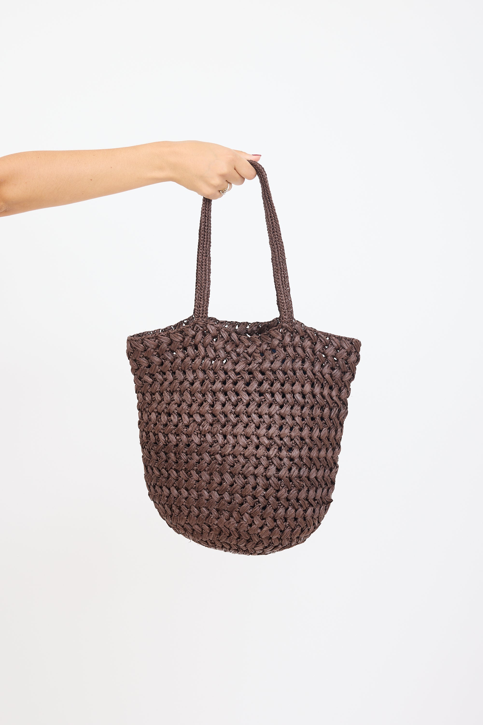 The Row Brown Raffia Estelle Woven Tote