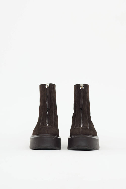 The Row Suede Zipped Ankle Boot