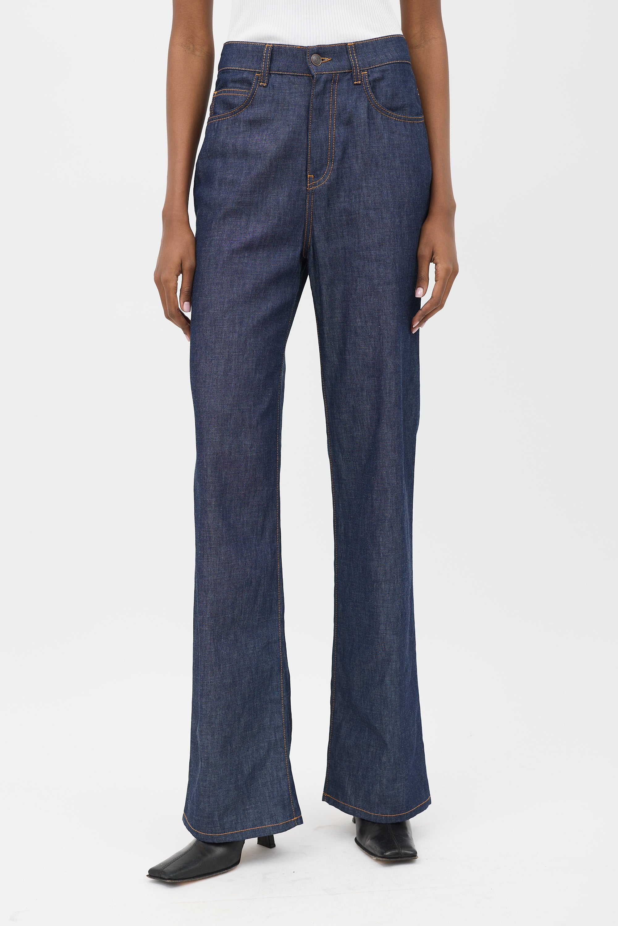 The Row Chambray Flared Jeans