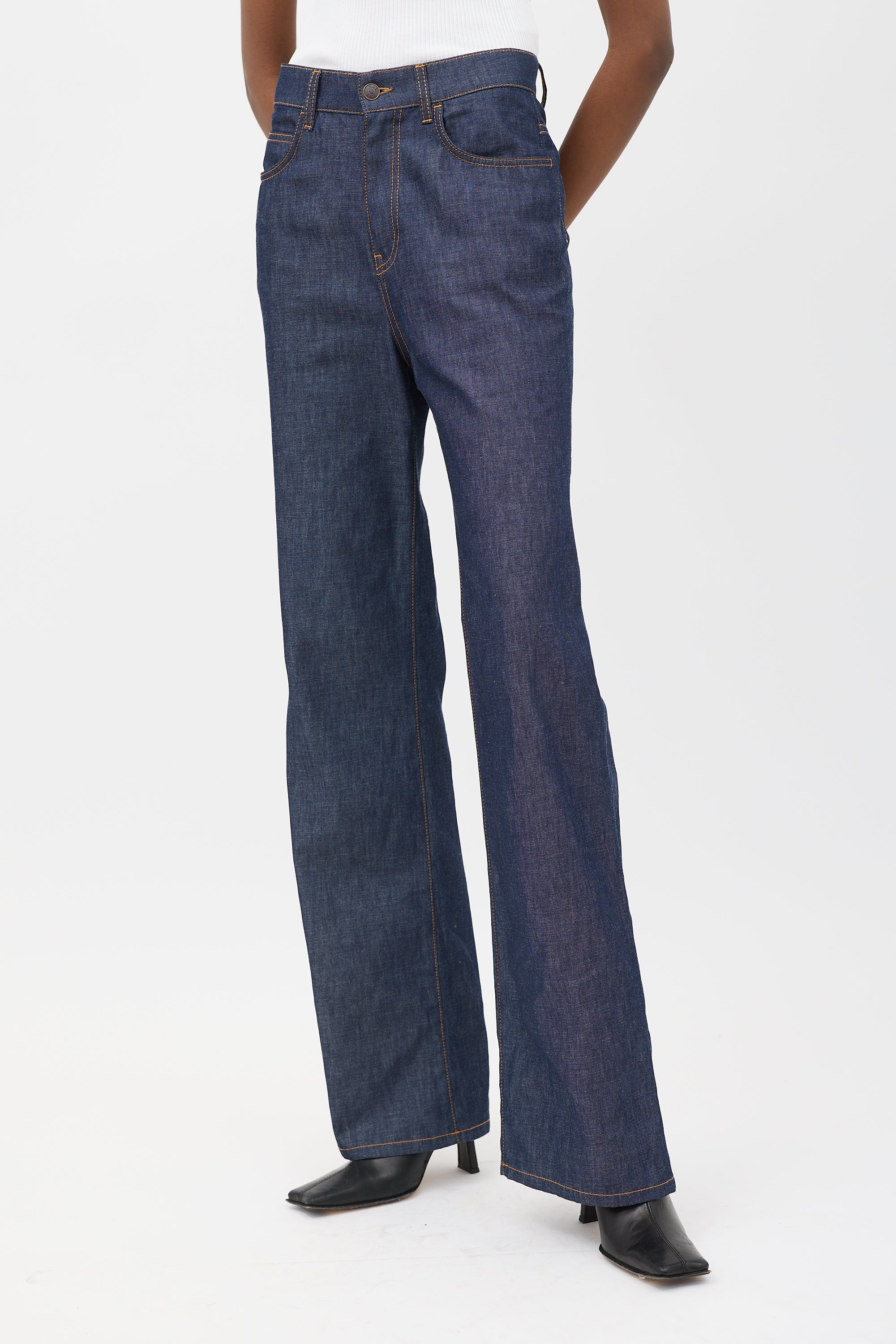 The Row Chambray Flared Jeans