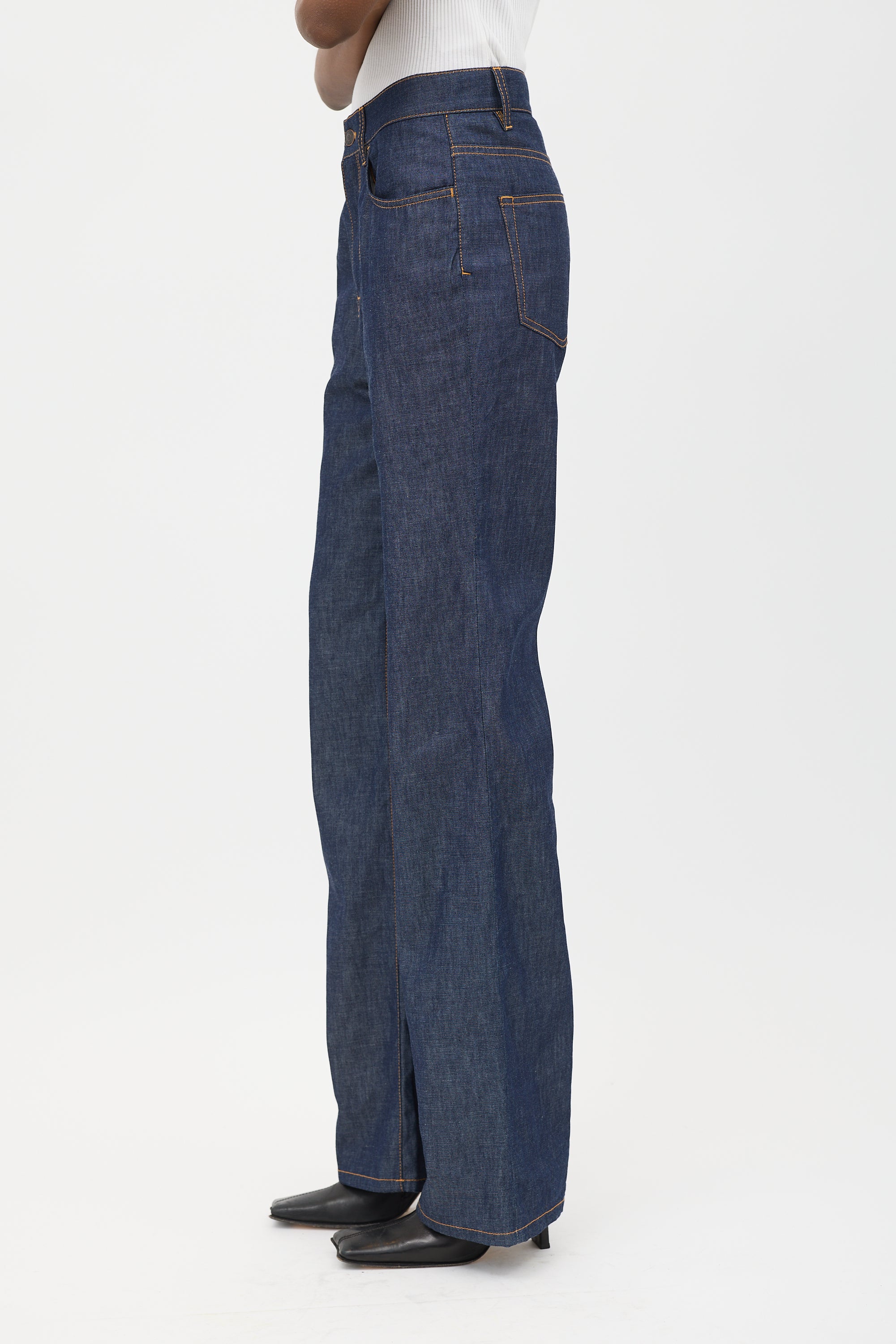 The Row Chambray Flared Jeans