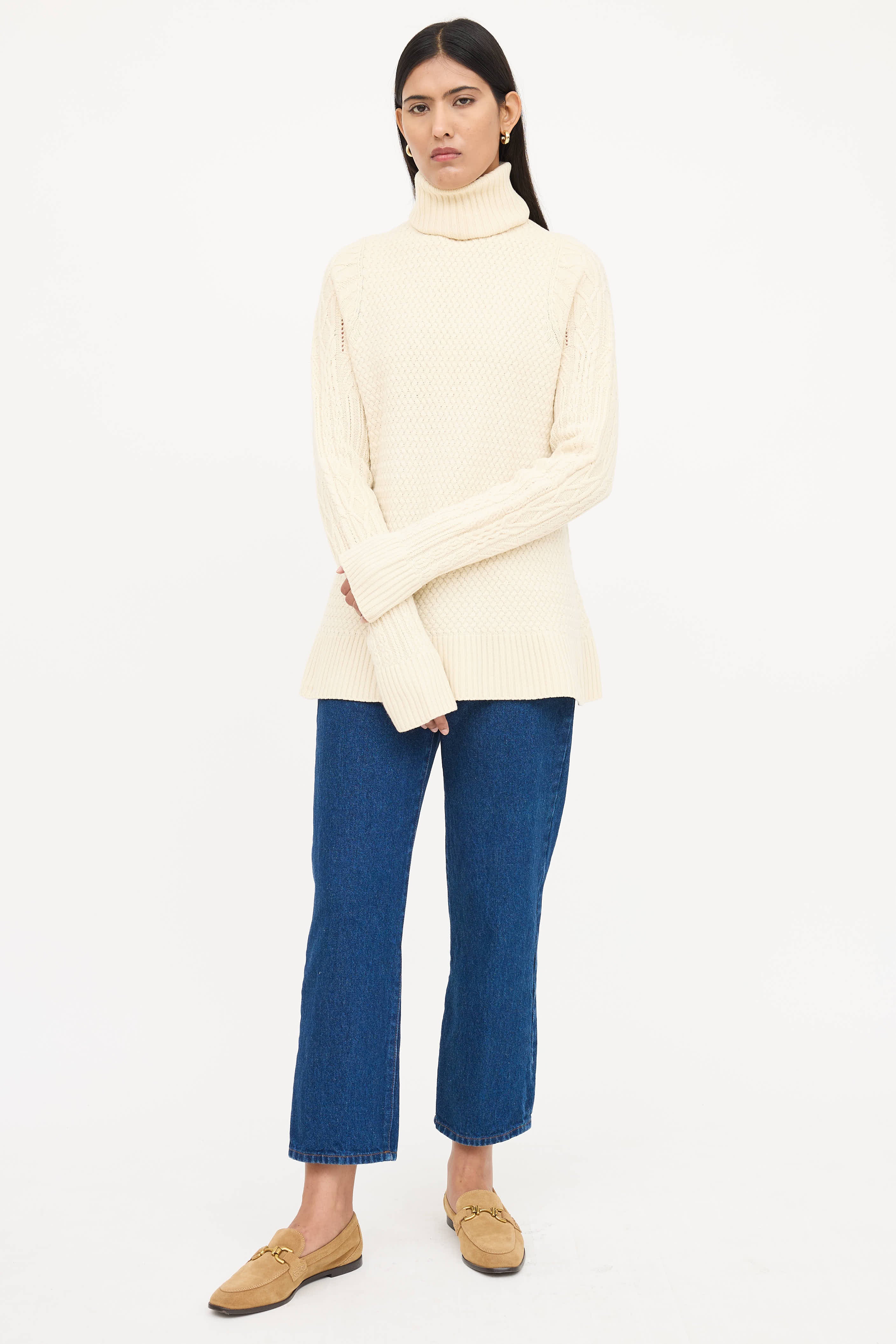The Row Cableknit Woven Sweater