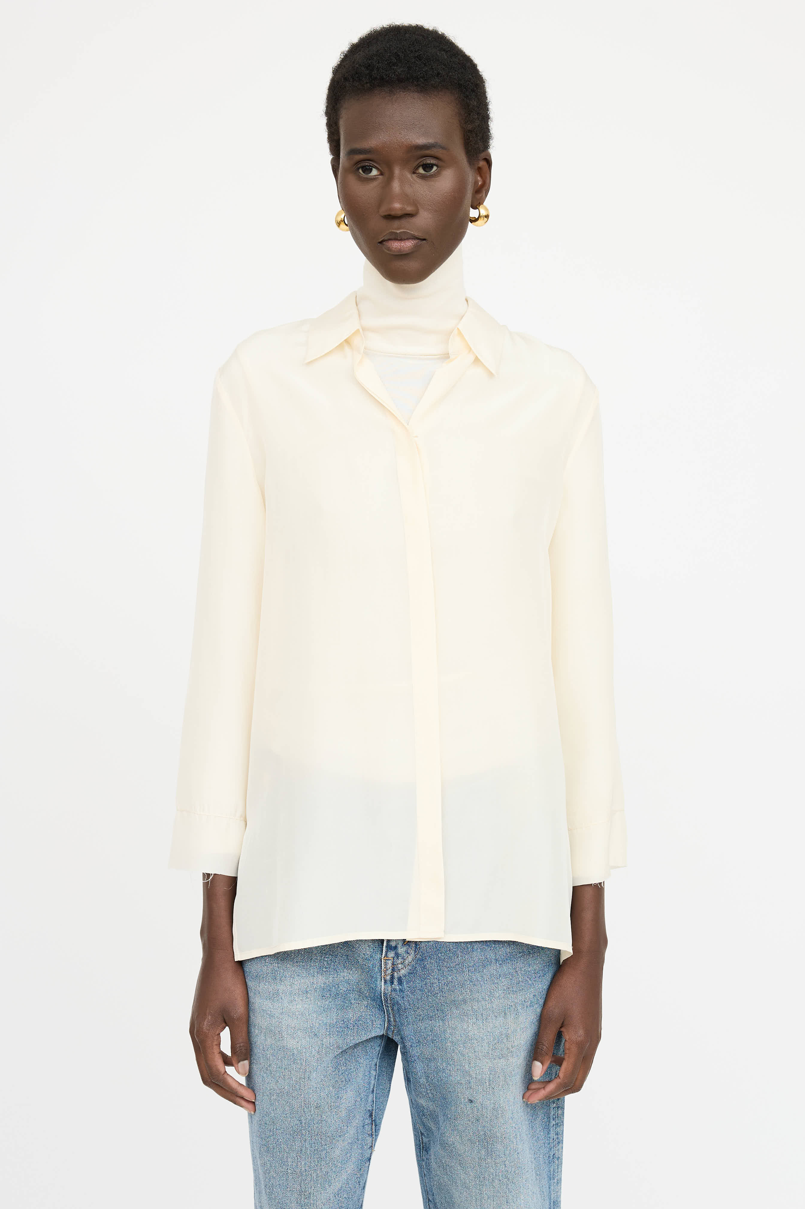 The Row Silk Button Up Shirt