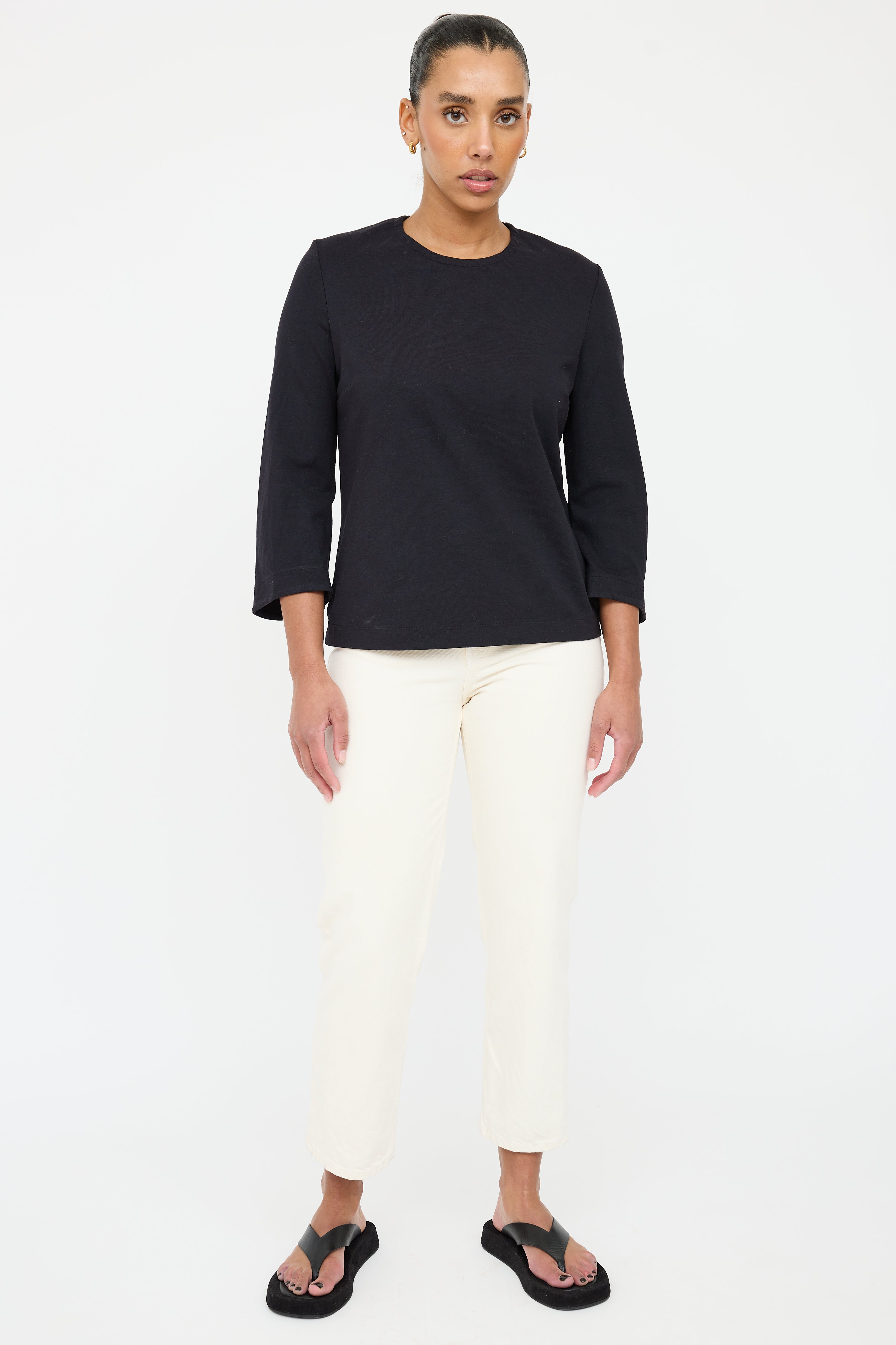 The Row Black Flared Sleeve Top