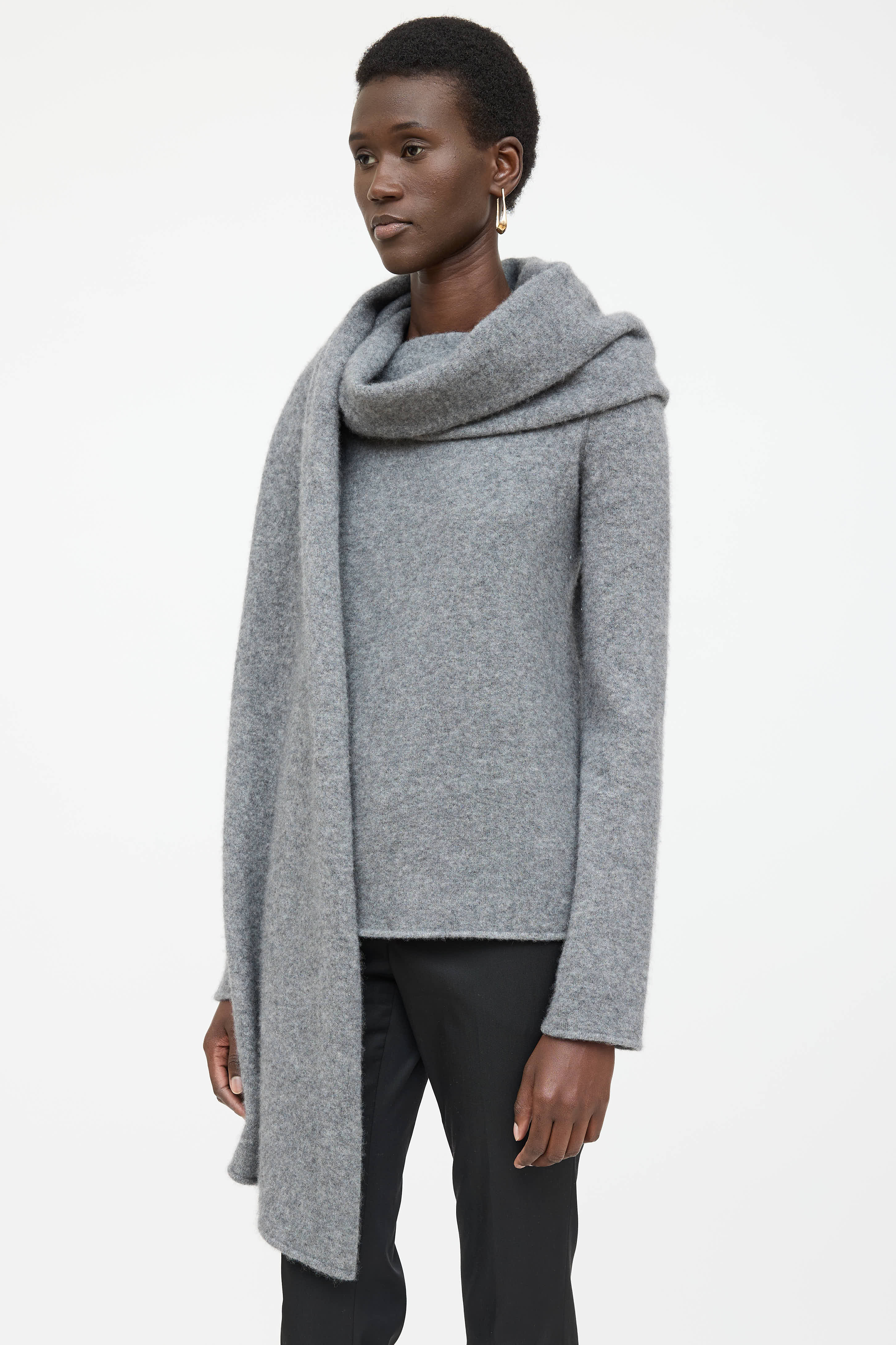 The Row Cashmere Knit Scarf Sweater