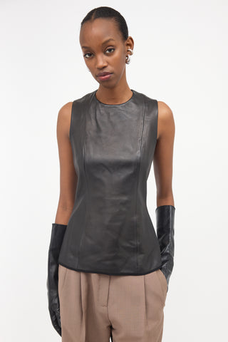 The Row Leather Sleeveless Top