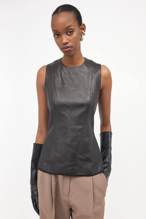 The Row Leather Sleeveless Top