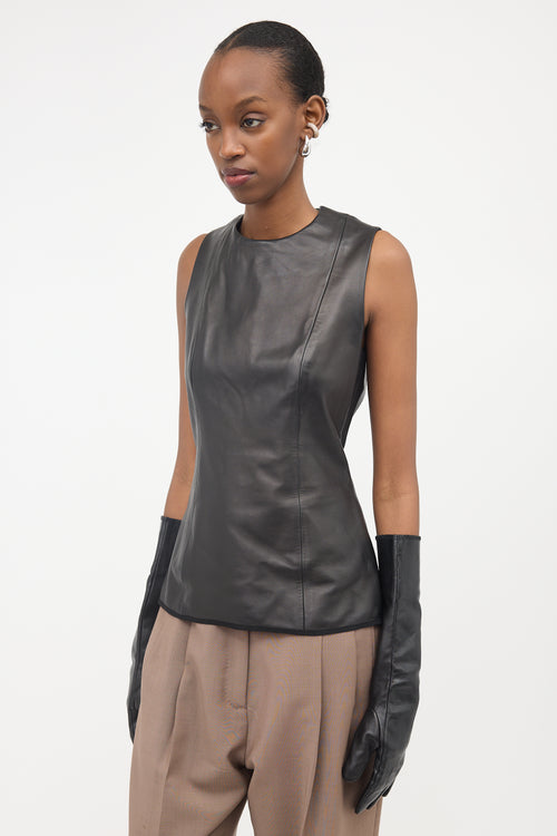 The Row Leather Sleeveless Top