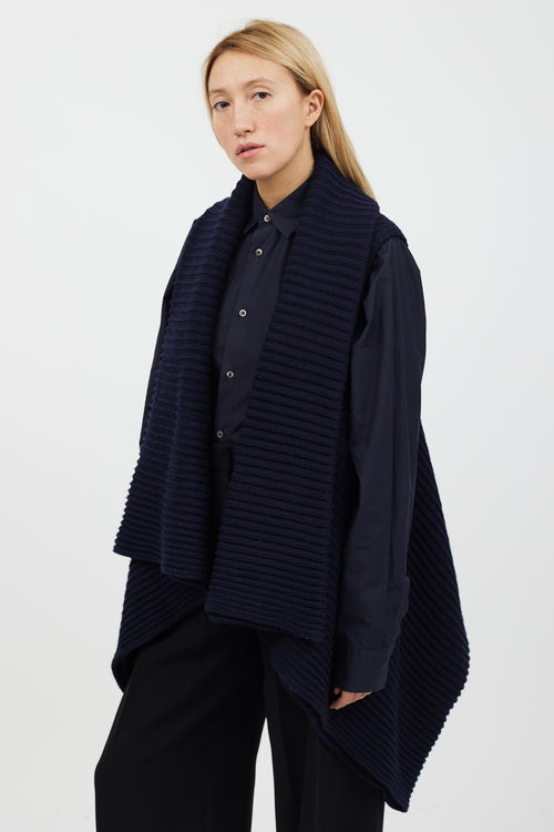 The Row Navy Knit Ribbed Vest