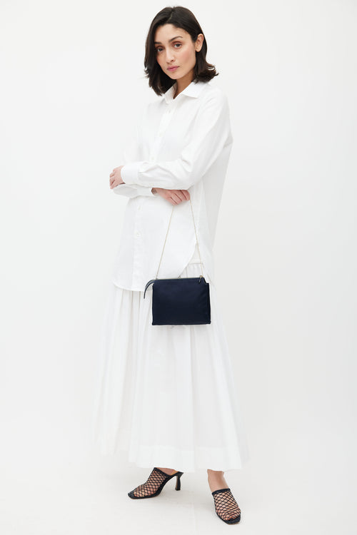 The Row Navy & Gold Nu Twin Woven Bag