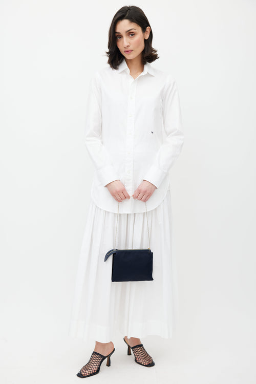 The Row Navy & Gold Nu Twin Woven Bag