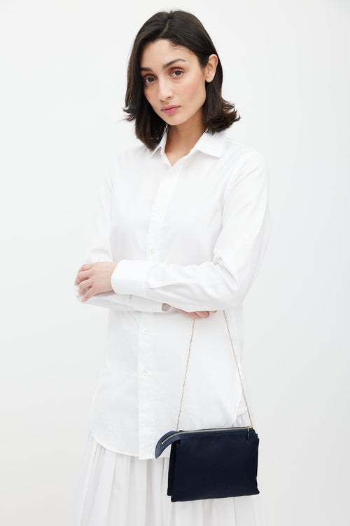 The Row Navy & Gold Nu Twin Woven Bag