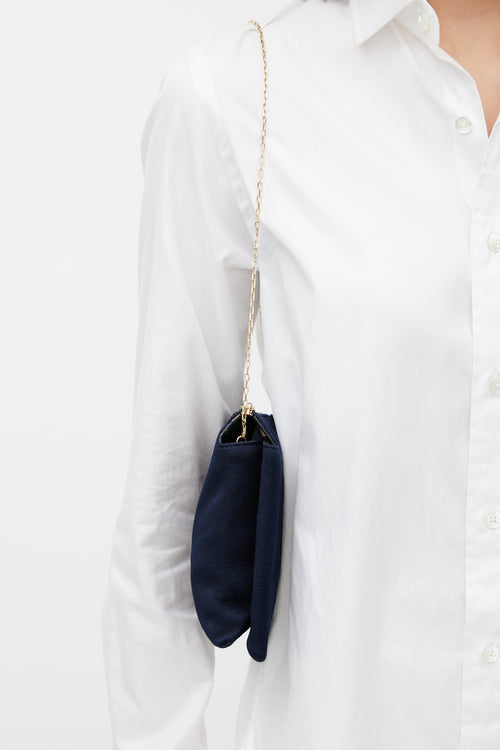 The Row Navy & Gold Nu Twin Woven Bag