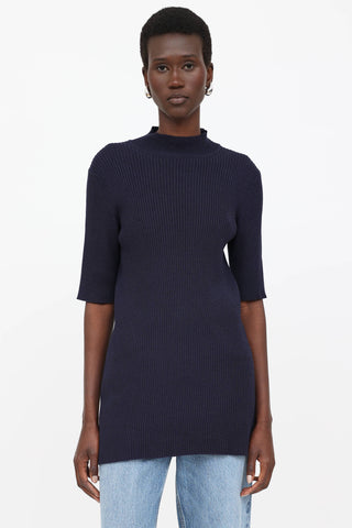 The Row Ribbed Mock Neck Top