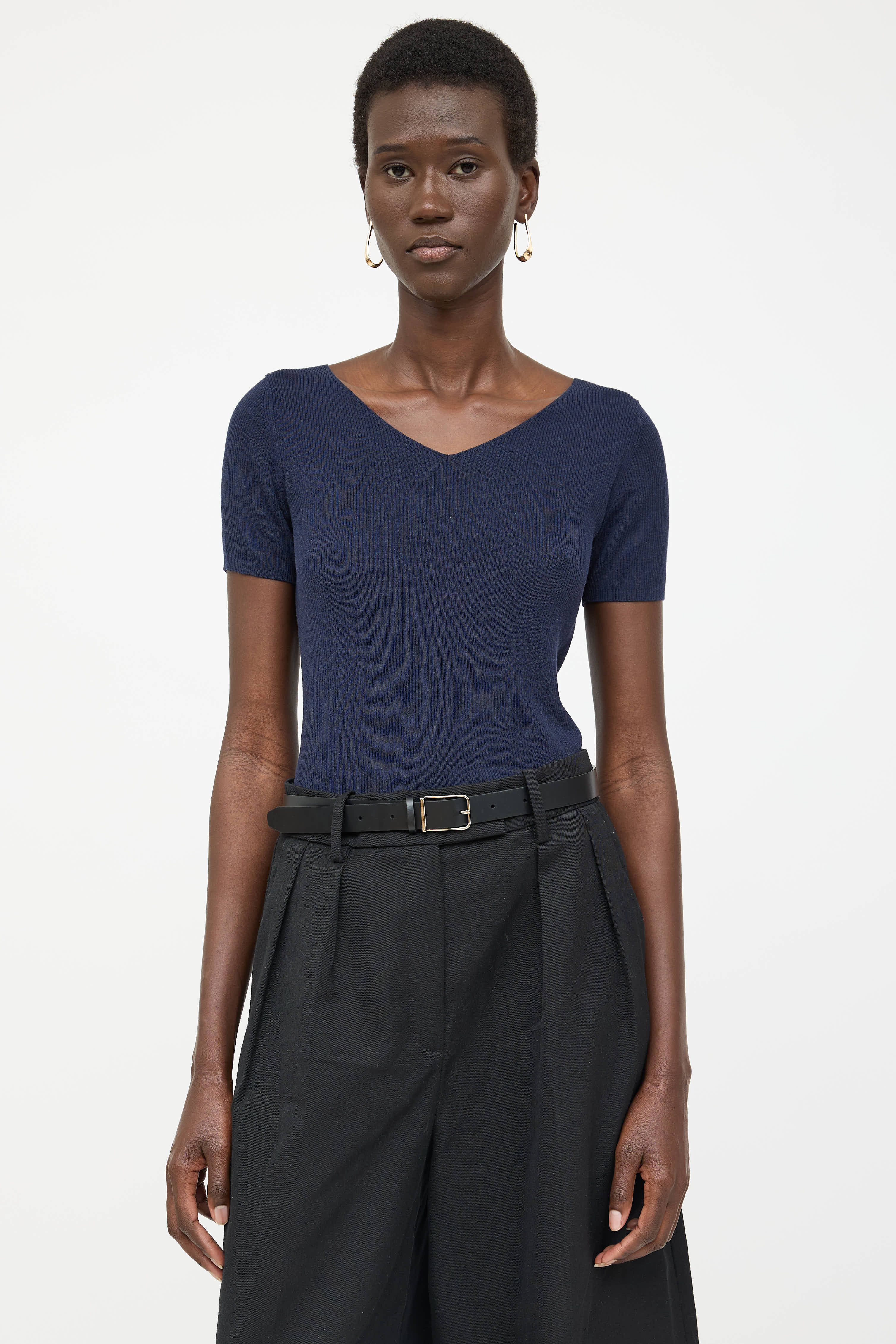 The Row Ribbed V-Neck T-Shirt