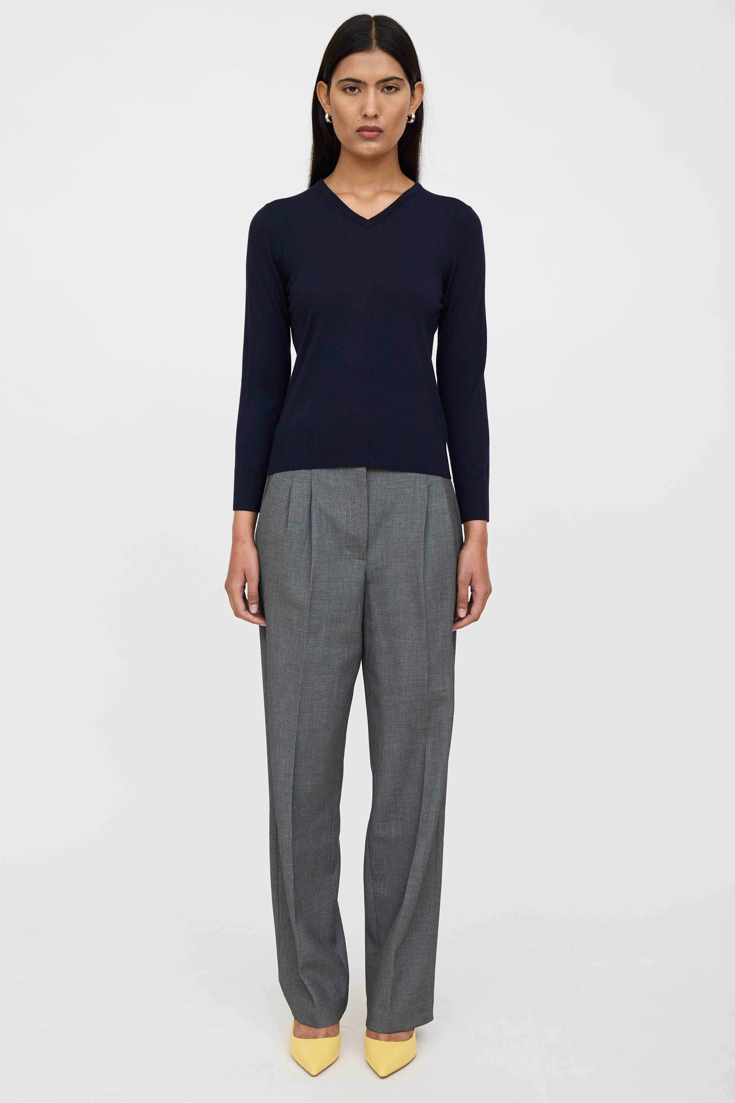The Row Wool Knit V-Neck Sweater