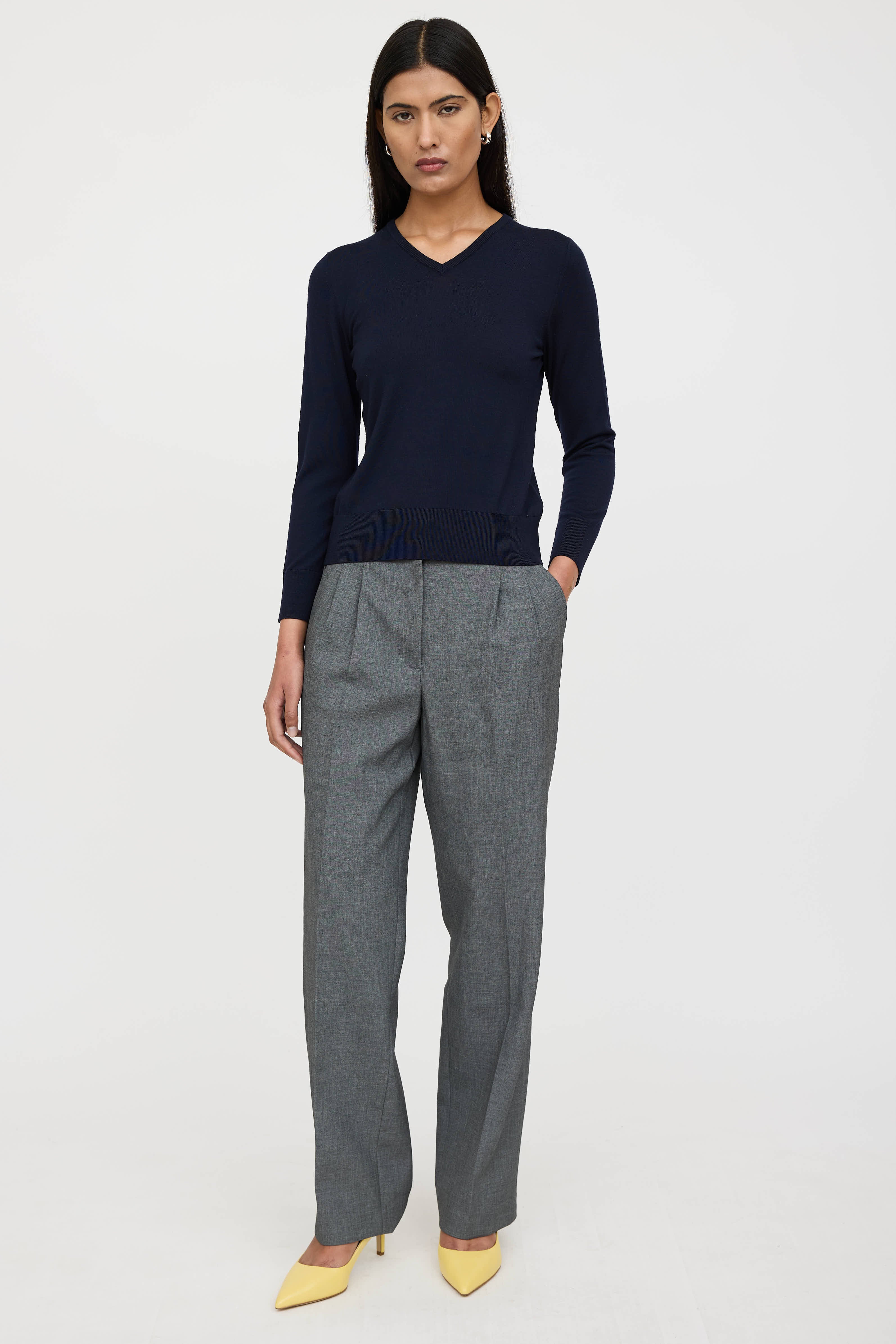 The Row Wool Knit V-Neck Sweater