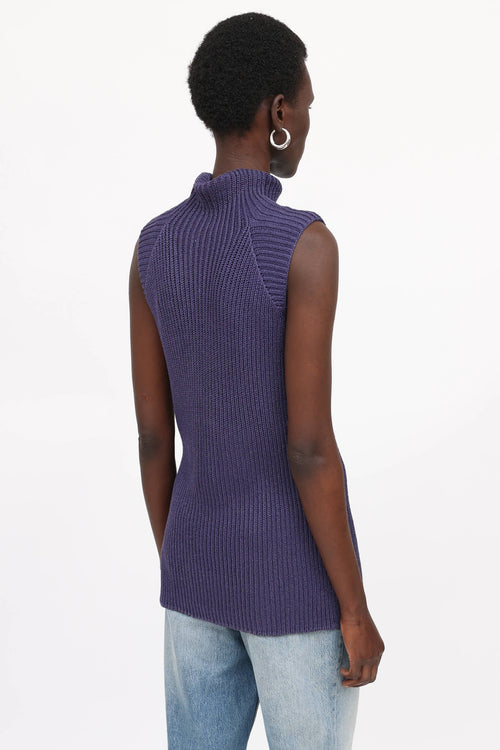 Hermès Silk Ribbed Turtleneck Top