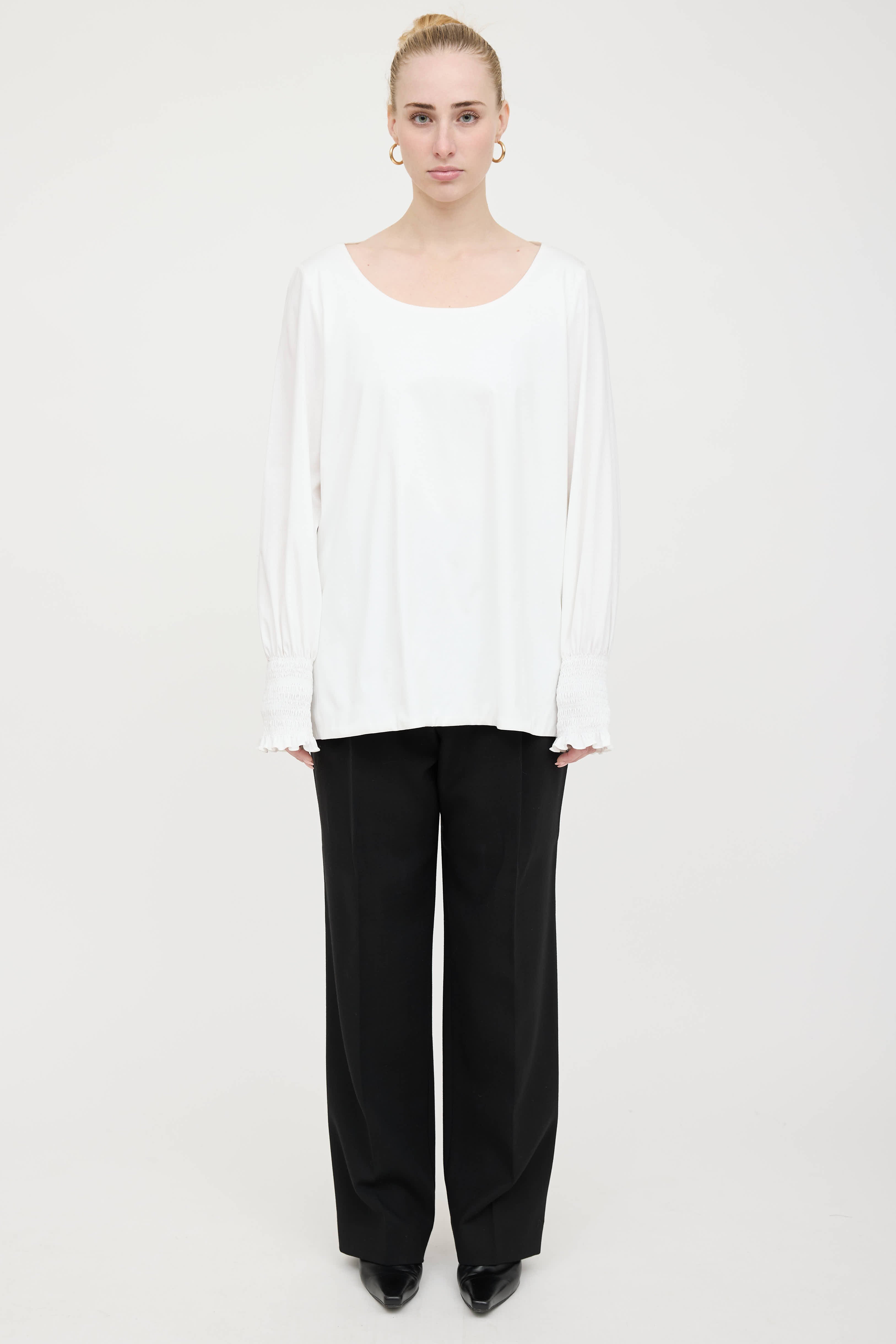 The Row Shirred Scoop Neck Top