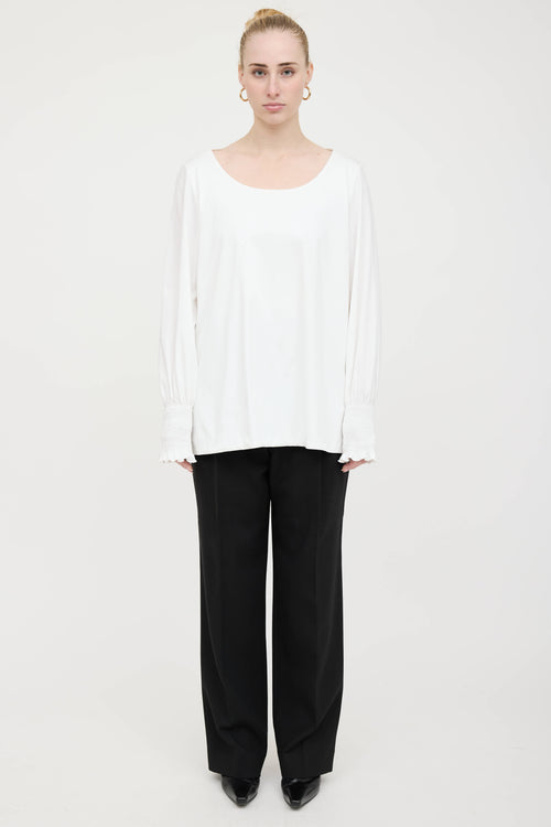 The Row Shirred Scoop Neck Top