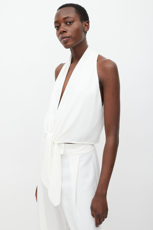 The Sei White V-Neck Tie Top & Pant Set