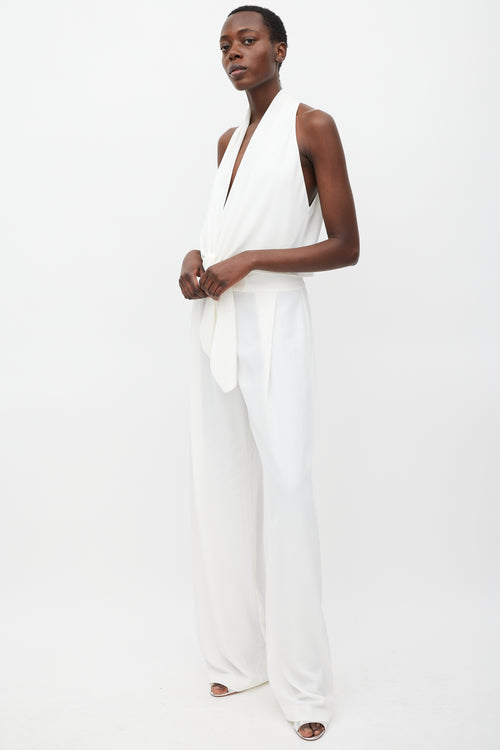 The Sei White V-Neck Tie Top & Pant Set