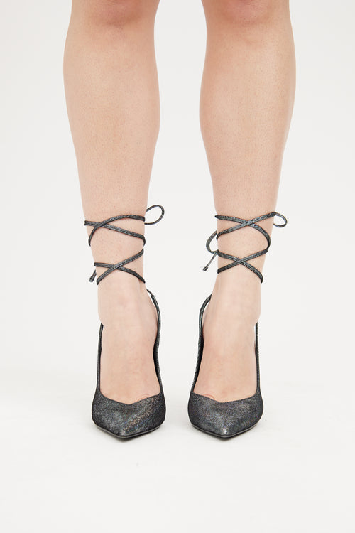 The Attico Black & Silver Venus Wrapped Pump