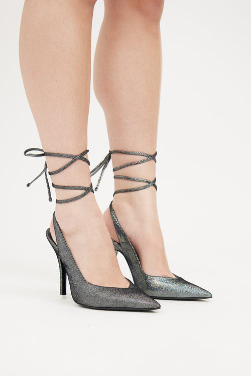 The Attico Black & Silver Venus Wrapped Pump