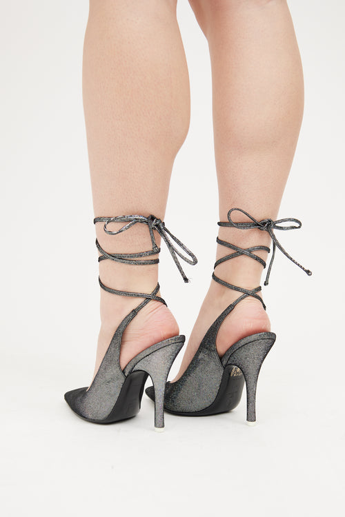 The Attico Black & Silver Venus Wrapped Pump