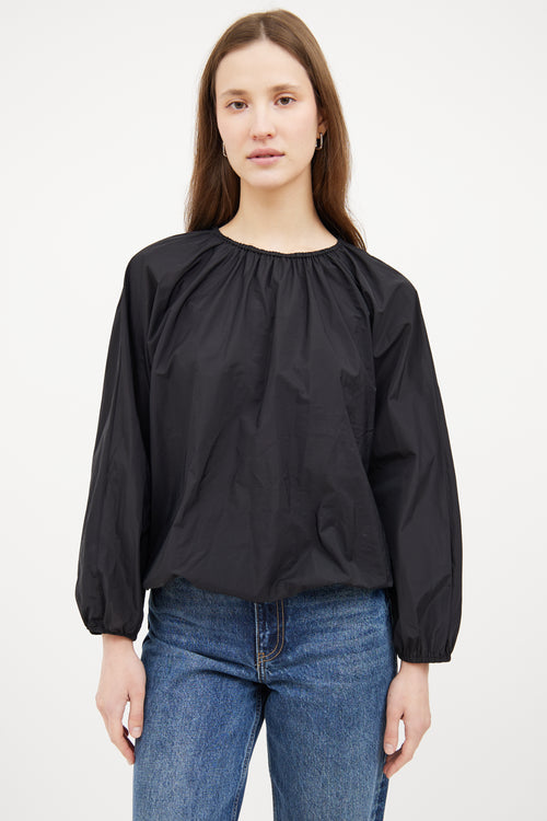 Nylon Cinched Long Sleeve Top