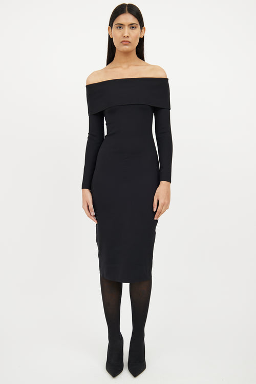 Black Off Shoulder Long Sleeve Dress