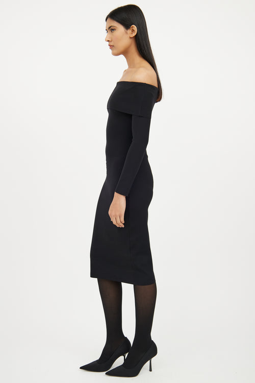 Black Off Shoulder Long Sleeve Dress