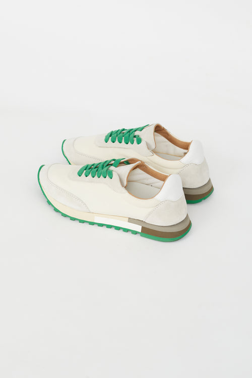 The Row Cream & Green Owen Sneaker
