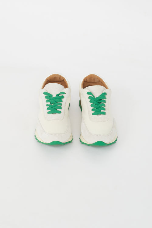 The Row Cream & Green Owen Sneaker