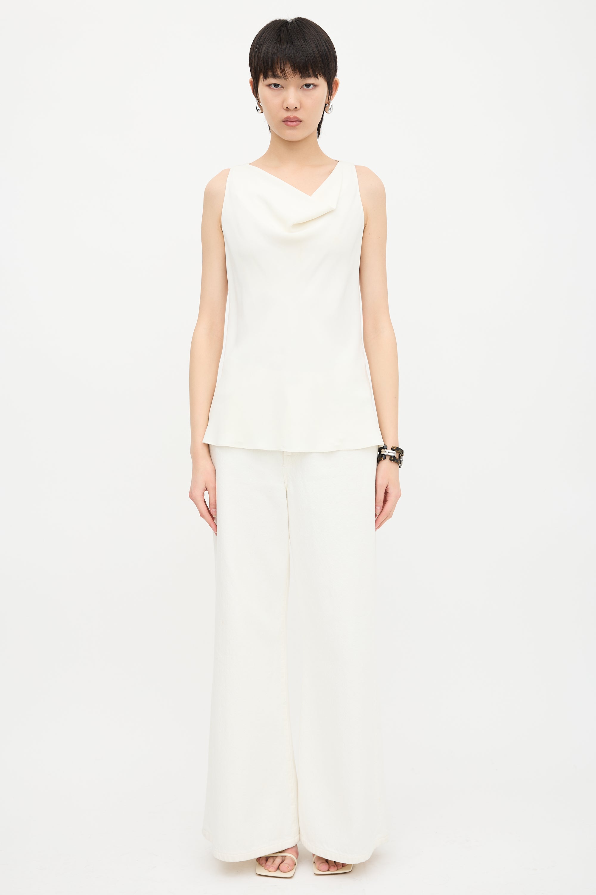 The Row Crepe Cowl Neck Blouse