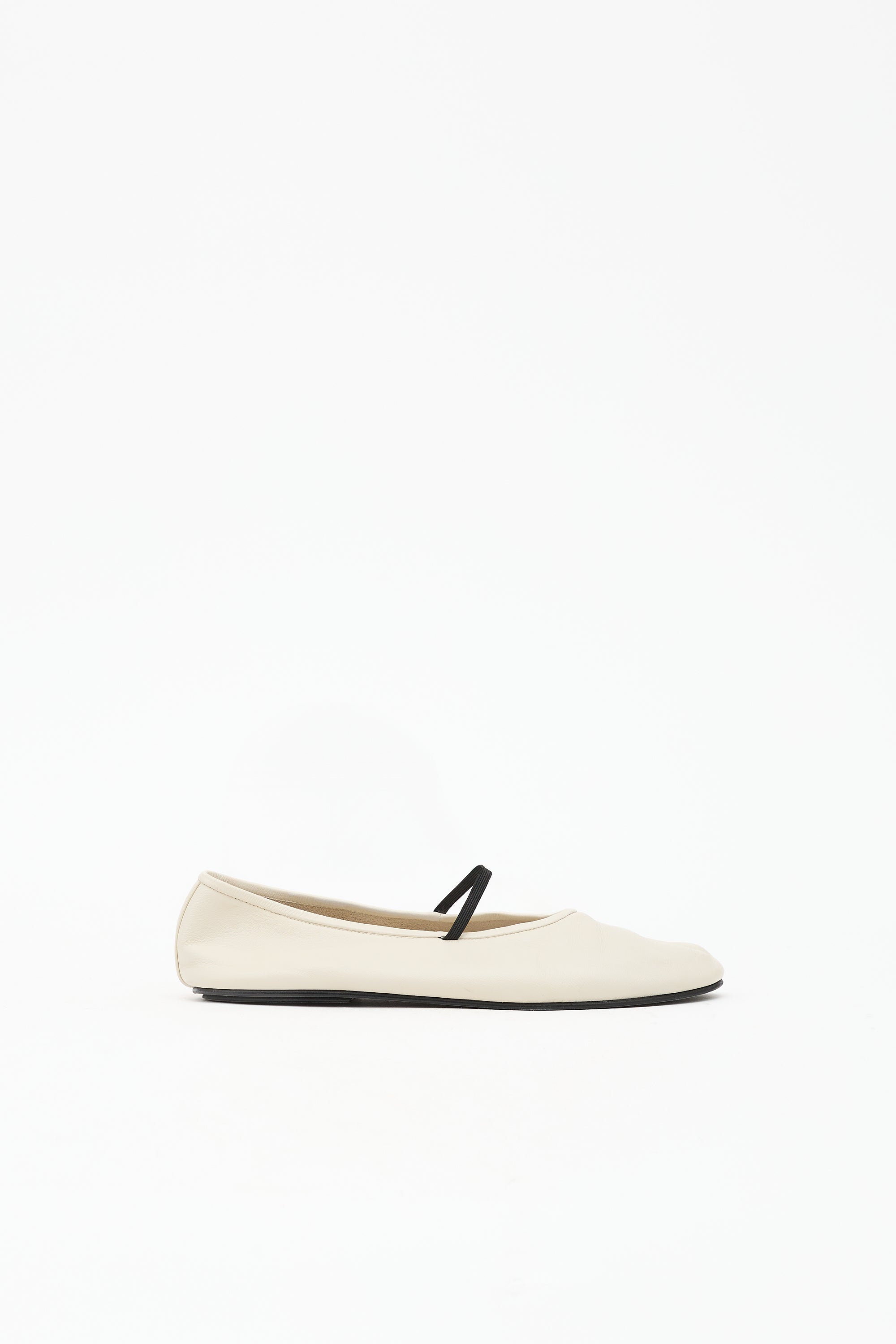 The Row Leather Elastic Ballet Slipper Flat