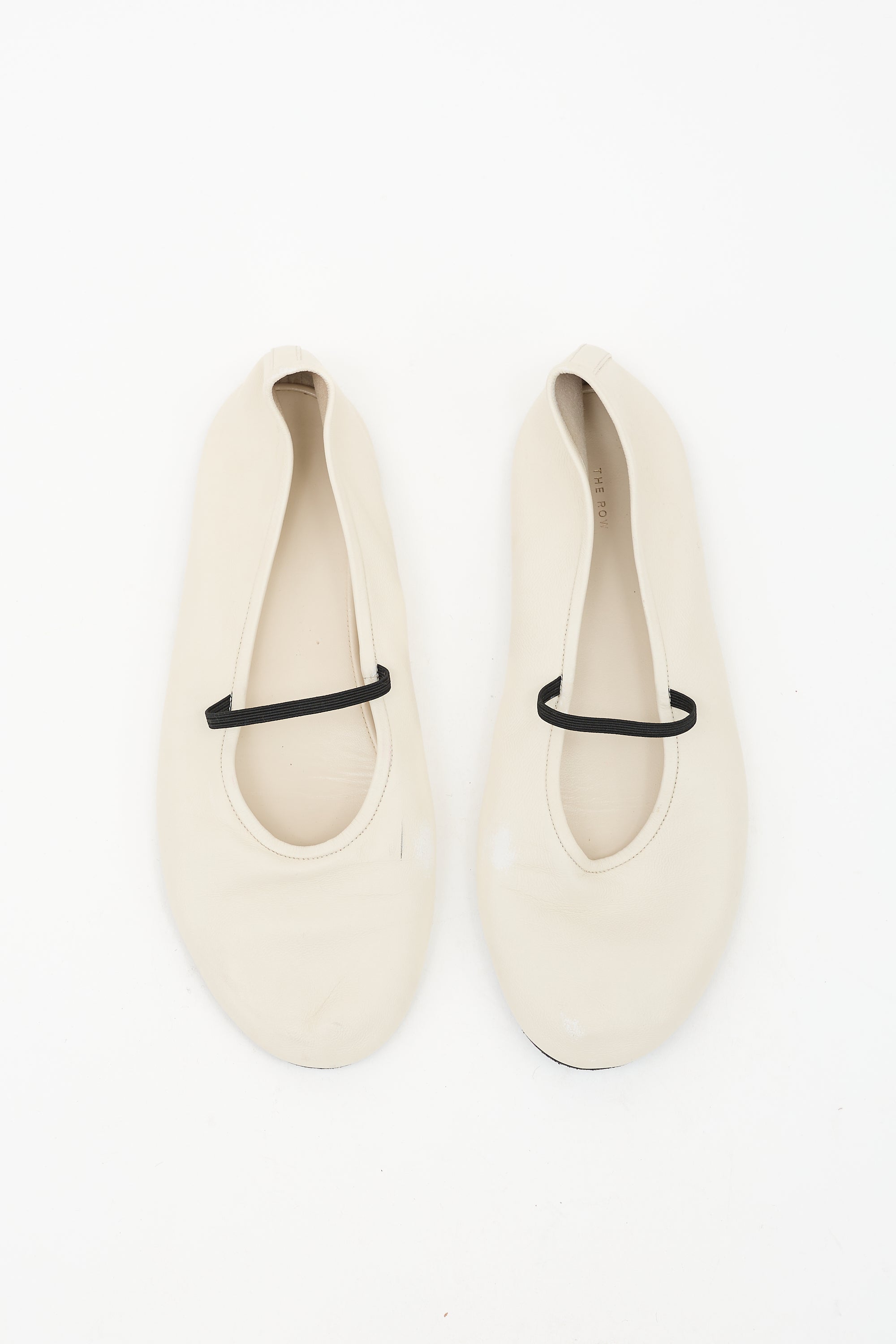 The Row Leather Elastic Ballet Slipper Flat