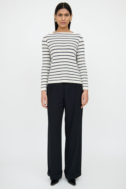 The RowWhite & Navy Cashmere Silk Knit Top