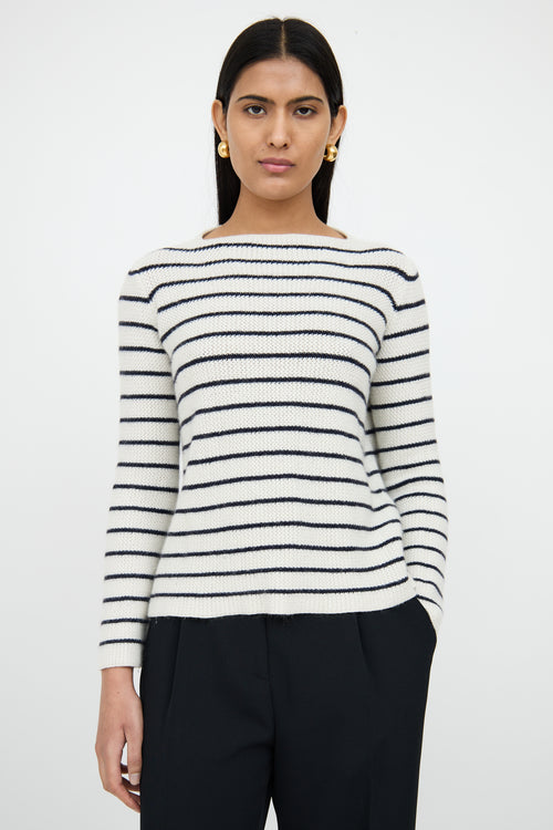 The RowWhite & Navy Cashmere Silk Knit Top