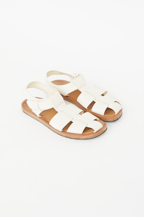 The Row White & Beige Fishermans Sandal