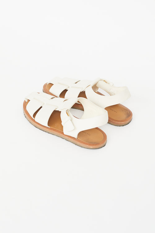 The Row White & Beige Fishermans Sandal