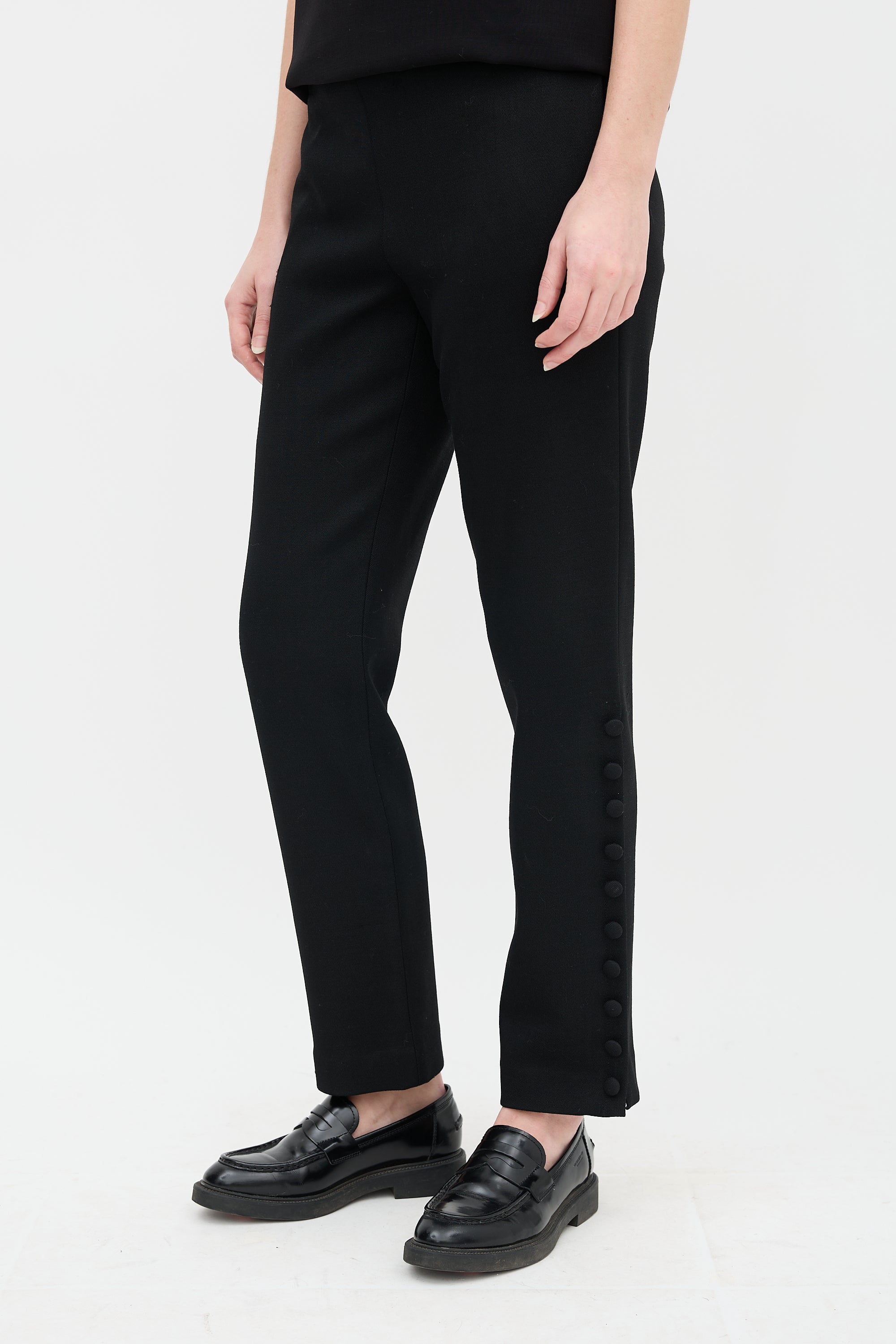 The Row Wool Button Hem Pant