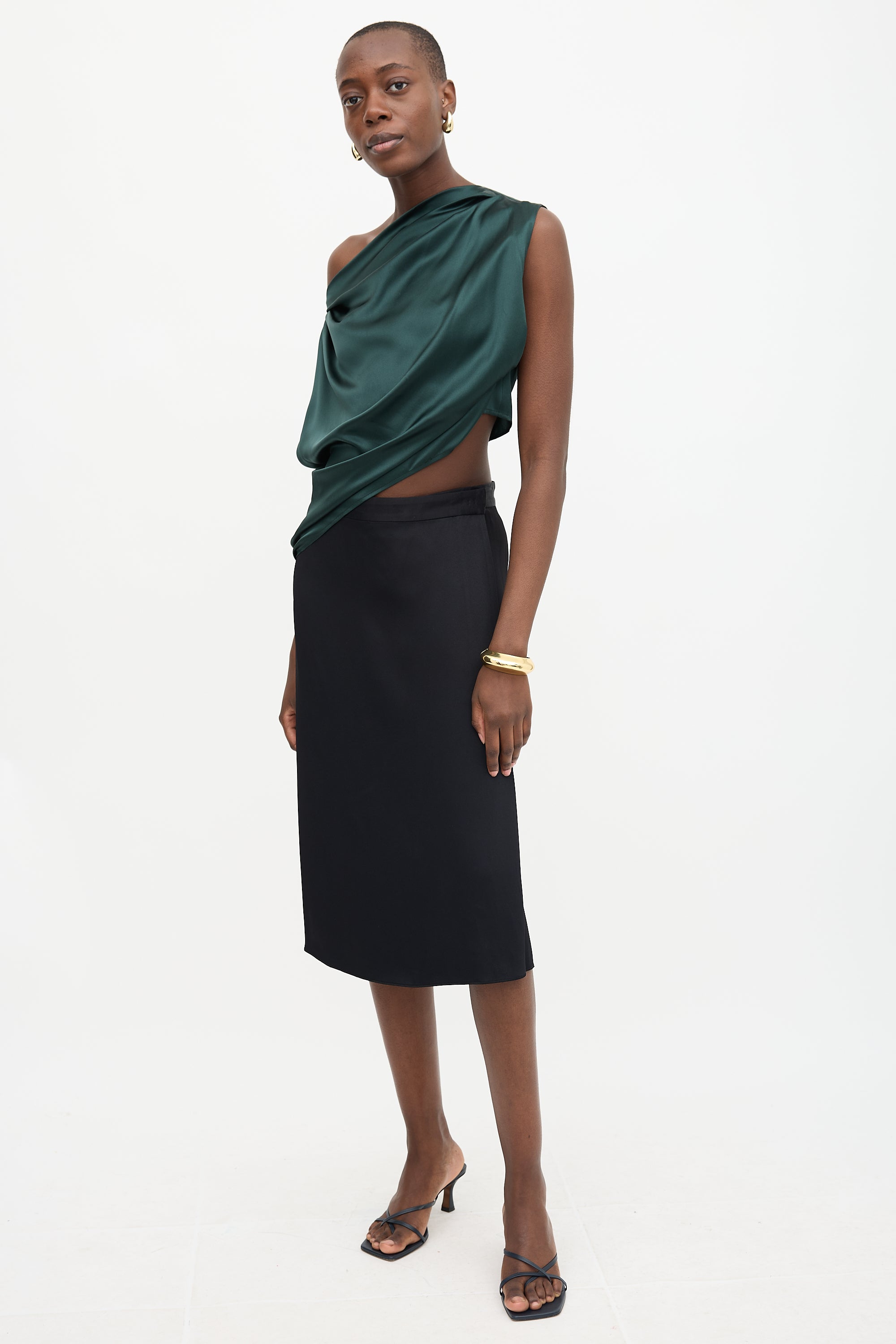 The Sei Silk Satin Draped Top
