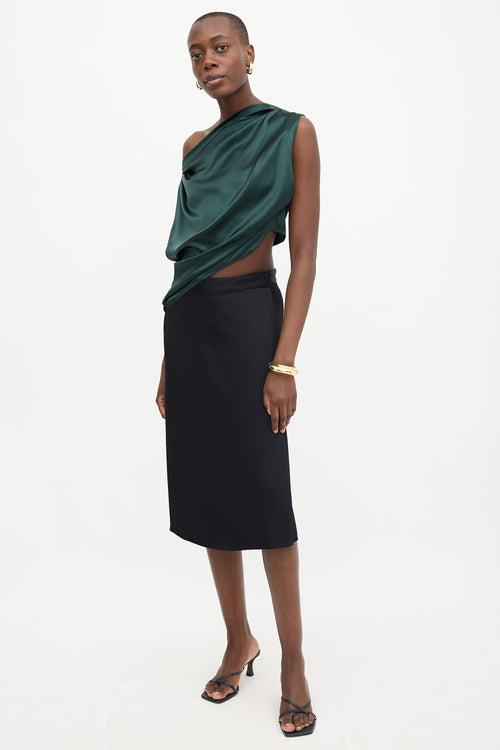 The Sei Silk Satin Draped Top