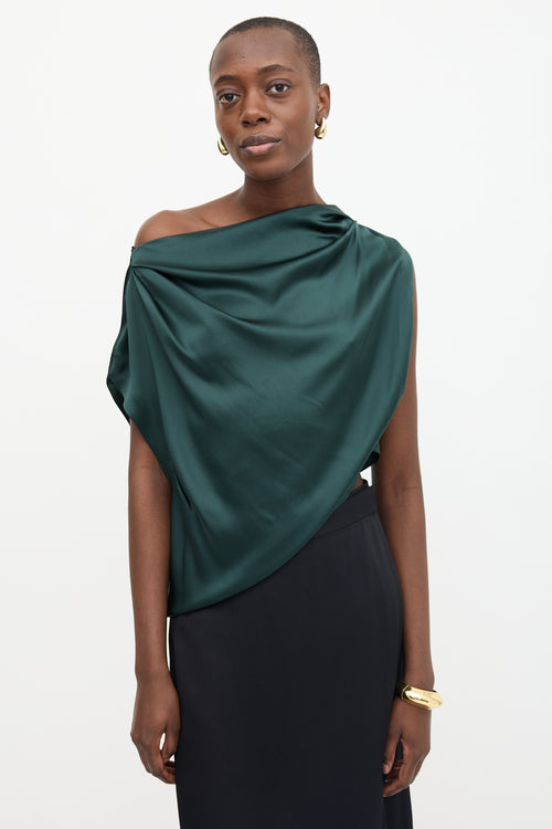 The Sei Silk Satin Draped Top