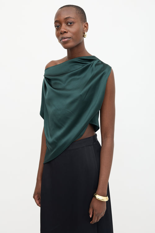 The Sei Silk Satin Draped Top